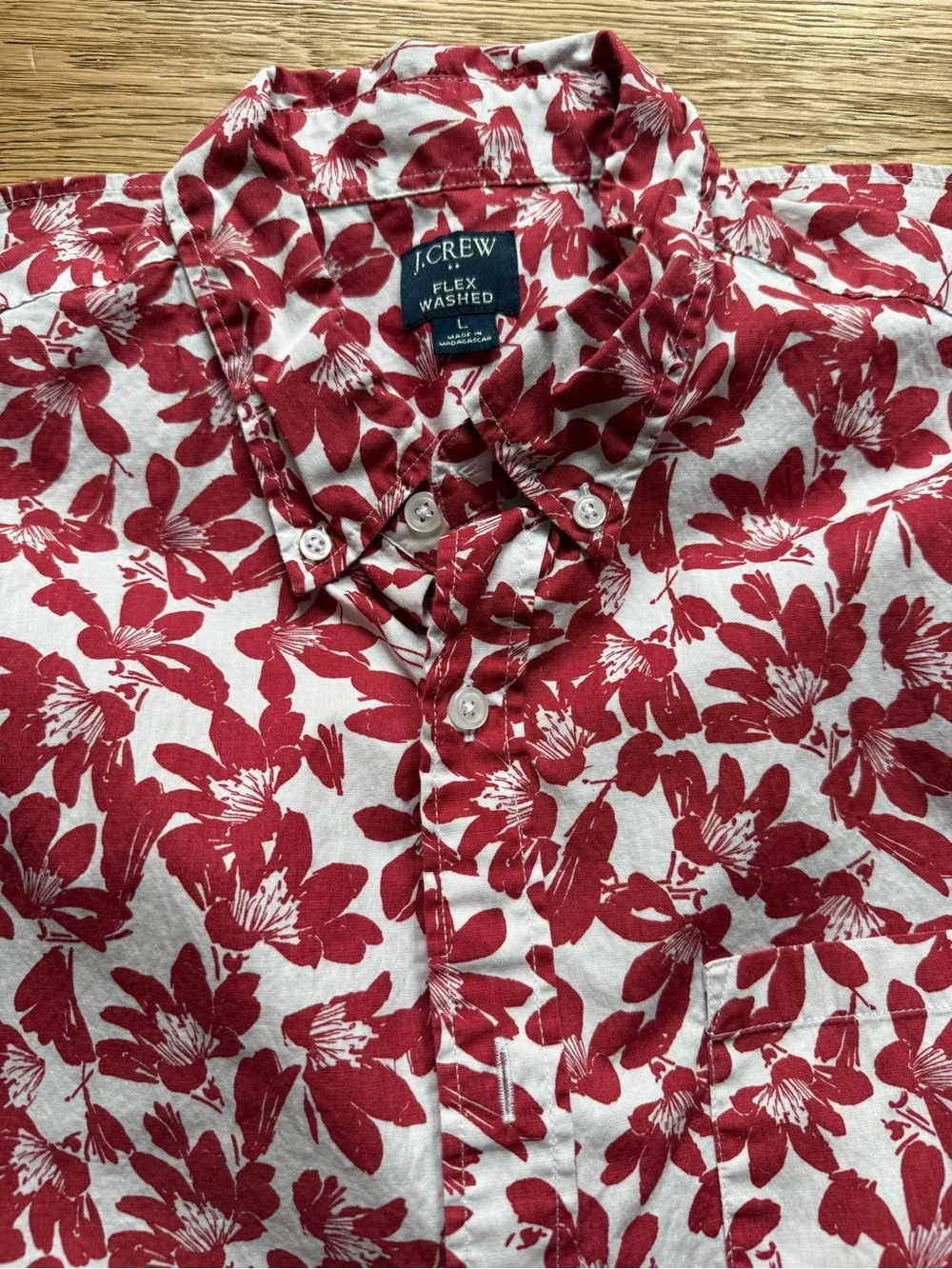 J. Crew Men’s Red Collared Short-Sleeve Button-Down Shirt Duo size Large